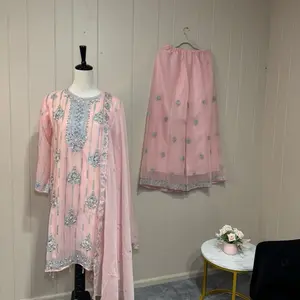 Elegant 3pcs embroidered Pakistani/Indian party dress for women