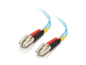 C2G 01122 OM3 Fiber Optic Cable - LC-LC 10Gb 50/125 Duplex Multimode PVC Fiber Cable, Aqua (164 Feet, 50 Meters)