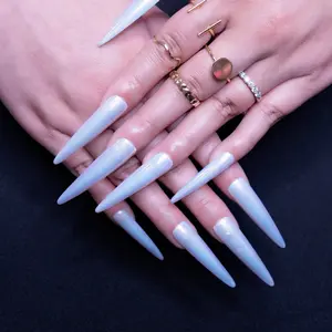 Elegant Pearl Long XXL Stiletto (Length 2.1") Handmade Press on Nails, Fake Nails, Reusable, Luxury Nails, Acrylic Nails