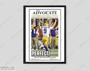 LSU National Champions Newspaper Poster - Unframed Option Available
