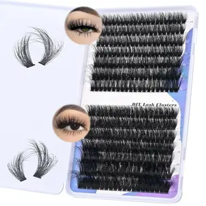Lash Cluster Eyelash Extensions 14-25mm Thick Lash Clusters 60D+80D D Curl Wispy Individual Lashes 280pcs False Eyelashes DIY Plant Fibers Lash Extension, by