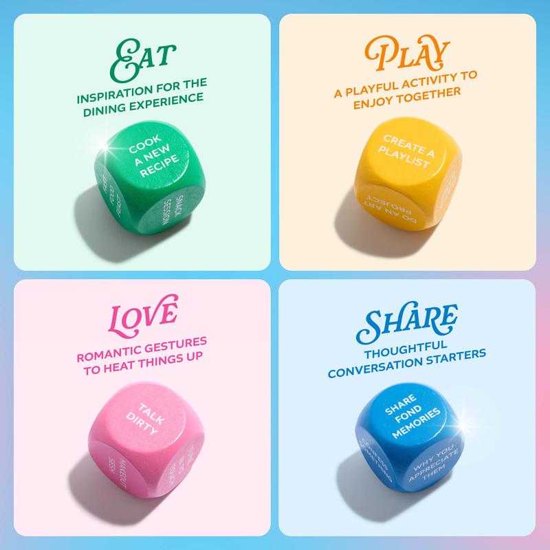 Relatable Let’s Get Deep Date Night Dice for Couples 4 Custom Themed Dice for Romantic Dates Fun Valentine’s Day Gift Idea Perfect for Spontaneous Adventures Eat Play Love Share