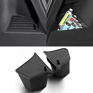 Model Y(Juniper) Trunk Storage Bins TPE Organizers with Carpeted Lid Rear Trunk Side Storage Box for Tesla Model Y Interior Accessories 2025 2026