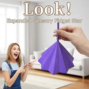 3D Printed Expanded Sensory Fidget Star,Expandable Fractal Fidget Toys Hexagon with Handle,Honeycomb Whirling Spiral Design,for Adults, Perfect for Christmas, Birthday Expandable Gifts