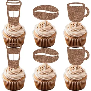 24Pcs Coffee Cupcake Toppers Cake Decorations Coffee Theme Cupcake Toppers Bar Themed Cupcake Picks Baby Shower Birthday Party Favors Supplies