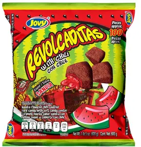 Revolcaditas  Sabor Sandia - Watermelon Flavor Chili Covered (100 pcs) Hard Candy Sweet and Spicy Candy 600g.