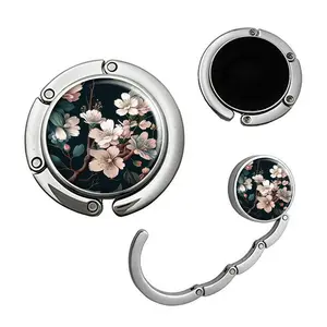 Floral Vintage Cherry Blossom Theme Compact Foldable Folding Purse Hook,Womens Bag Purse Hanger,Purse Holder Handbag Hanger Desk Table Bag Hooks for Women Bag, Great Gift Option