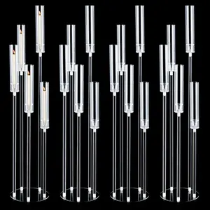 Acrylic Candelabra Centerpieces with Acrylic Shade for Table and Floor, Clear Candle Holders for Wedding Ceremony Birthday Party Home Decoration Fit 0.8in Candles (No Candle)
