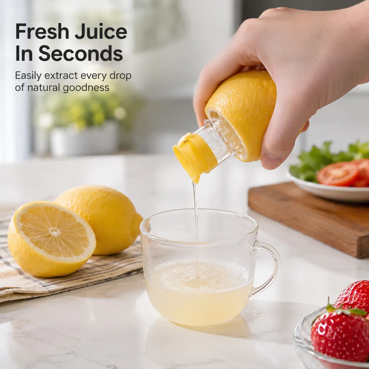 1 Count Manual Lemon Squeezer, Detachable Rotating Citrus Juicer Tool for Fresh Fruit Juice Extraction Home Kitchen Use
