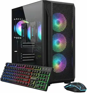 STGAubron Dual CPU Gaming PC, Dual Intel i7 Xeon E5 up to 3.7GHz, Radeon RX 580 8G, 16G DDR4, 512G SSD, WiFi 6, BT 5.0, RGB Fan x 4, Windows 11 Pro