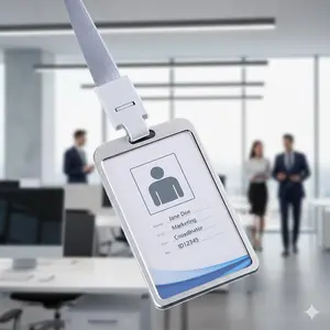 Vertical Alloy Card Holder Set, Anti-Bend Sweat-Proof Business Badge with Lanyard, School ID Card Organizer, Durable Multi-Slot Design for Work Access Passes & Conference Wear.