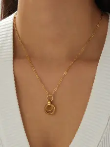 Stainless steel minimalist circular pendant necklace Drop necklaces for women non fade