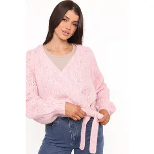 Etta Ballet Wrap Knit Sweater - Pink
