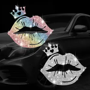 Shiny Crown Lips Car Sticker, Universal Car Sticker, Car Decal, Windshield Sticker, Car Decorative Sticker, Truck Decals, Self-Adhesive No Residue Easy Installation, Suitable for Cars Trucks Motorcycles Glass Windows Laptops, Best Gift