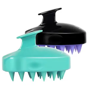 Hair Scalp Massager Shampoo Brush 2 Pack, Soft Silicone Bristles to Remove Dandruff, Waterproof Hair Scrubber for Both Wet Dry Hair, Suitable for Men & Women (Green & Black)