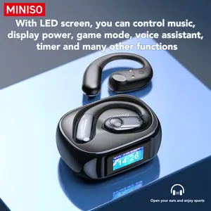 MINISO MS193 OWS wireless earphones LCD display Bluetooth 6.0 earphones, waterproof and sweatproof HIFI sound quality, charging box, ENC earbuds smart earphones with APP