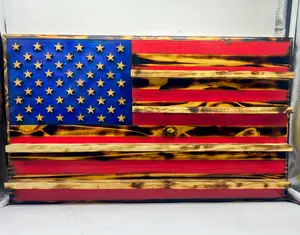 Wooden USA Flag Challenge Coin Holder