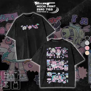 Sunna Aria Nangong Yu Angels of Delusion Chibi Graphic T-shirt Zenless Zone Zero ZZZ Game Crewneck Sweatshirt Hoodie Tank Top Streetwear 100% Cotton Oversized Gacha Game Fan Gift Heavyweight Aesthetic Washed Print Unisex Top