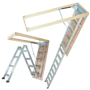 【DealsForYouDays】VEVOR Attic Ladder Foldable,  , 350-pound Capacity, 22.5" x 63", Multi-Purpose Aluminium Extension, Lightweight and Portable, Fits 9.5'-12' Ceiling Heights, Convenient Access to Your Attic Standard