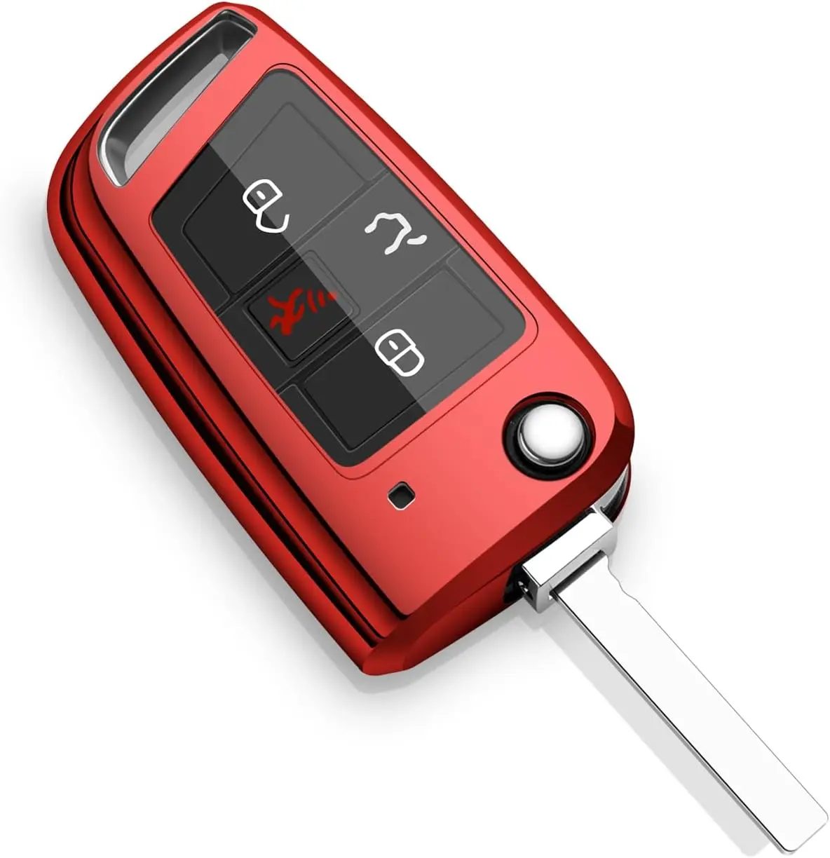 Car Key Fob Cover Compatible with Volkswagen VW GTI MK7.5 MK7 Flip Key Case Holder Protector Accessories 2021 2020 2019 2018 2017 2016 2015