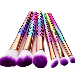 Honeycomb Makeup Brush Set - Professional Beauty Tools - 6 PCs (Purple)