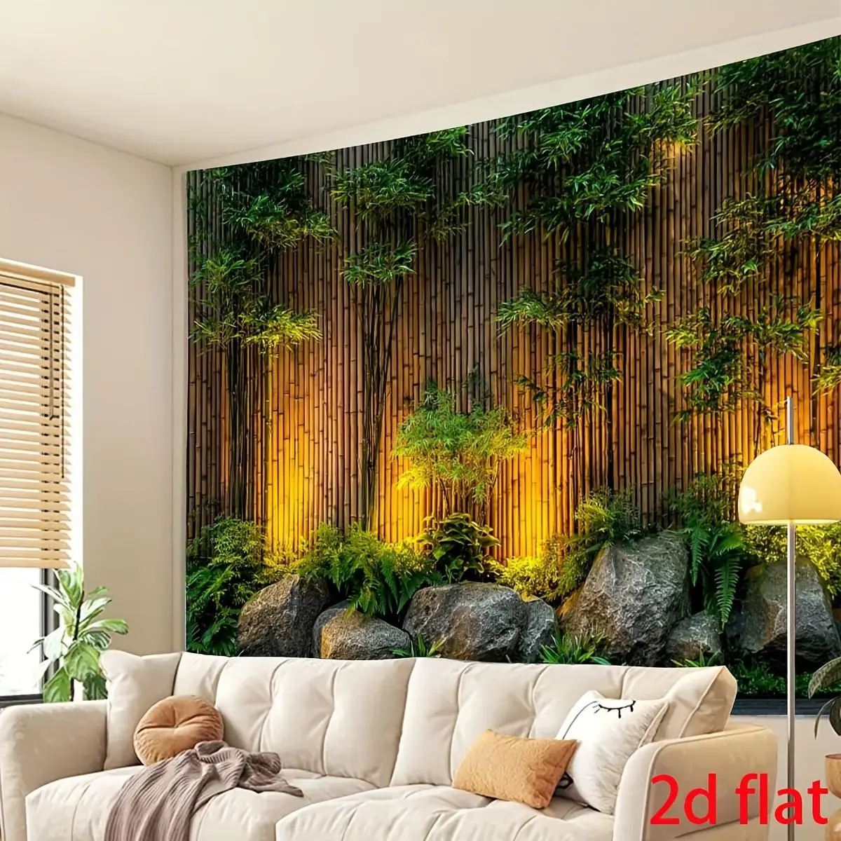 2Dflat, One Large, Warm And Romantic Chinese Zen-Inspired Forest Backdrop, Suitable for Photo Booths, Birthday Party Decorations, And Japanese-Themed Events - Natural Stream Pattern Indoor And Outdoor Hanging Fabric Poster, Easy to Hang