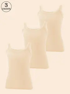 3-Pack Women's Shaping Vests with Lace Straps, High Elastic Seamless Design for All Seasons, Casual Sleeveless Tops