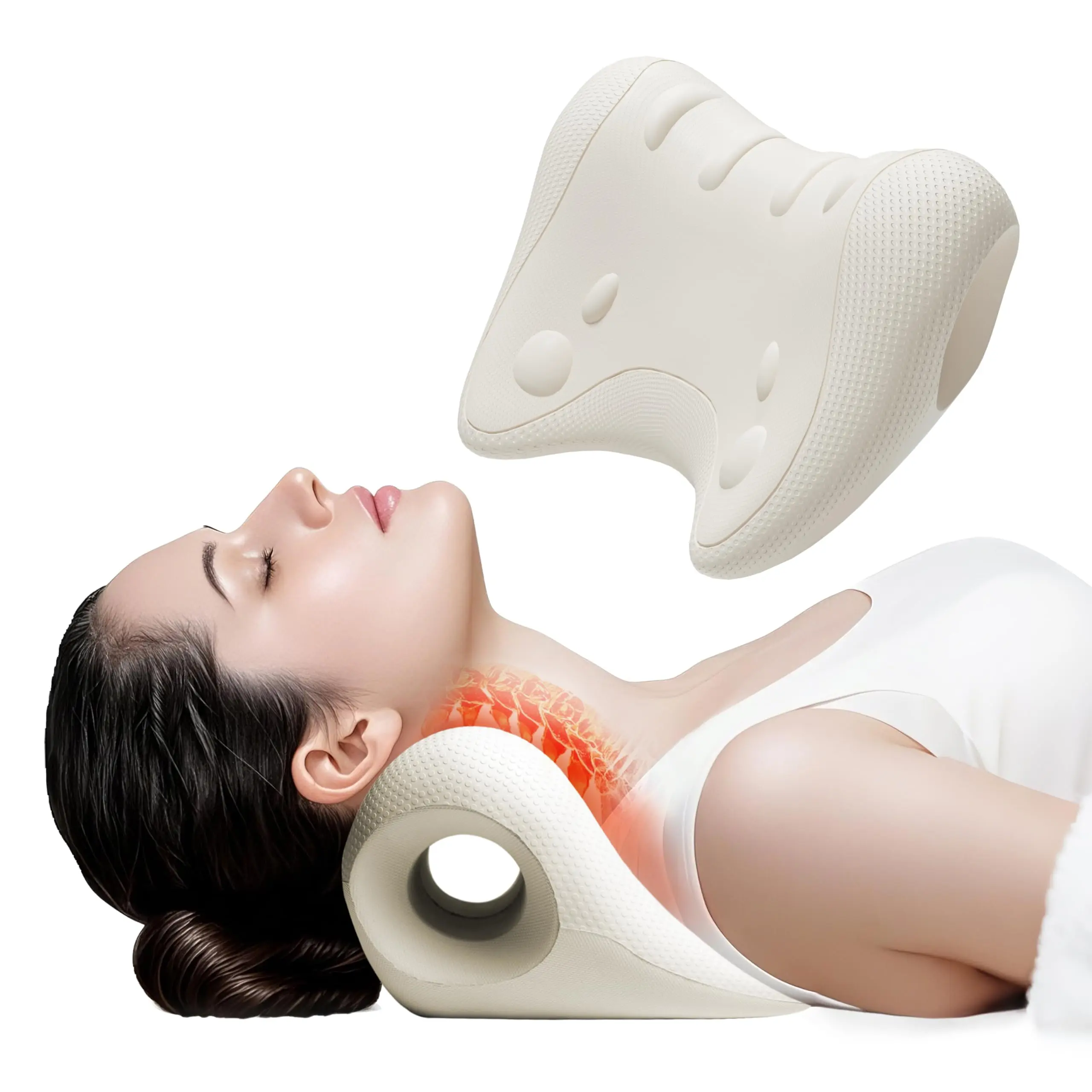 Cervical Traction Relaxer - Spine Alignment Stretcher for Neck & Shoulder Tension, TMJ Relief, Tension Headache Support, Pinched Nerve Aid & Nerd Neck Curvature Assist