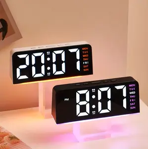 Modern LED Clock with Digital Display – Shows Time, Date, Temperature & Alarm. Great for Bedroom, Living Room, Office, or as a Gift