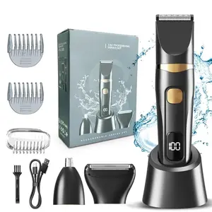 Three-In-One Electric Body Hair Trimmer, Wireless Shaver for Men's Groin Hair Removal, Waterproof Electric Razor, Multifunctional Hair Trimmer