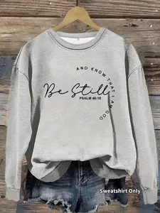 Women's Casual Be Stiee Art Font Graphic Fitted Pullover Sweater, Soft Long Sleeve Round Neck Sweatshirt, All-Season Wear Tops