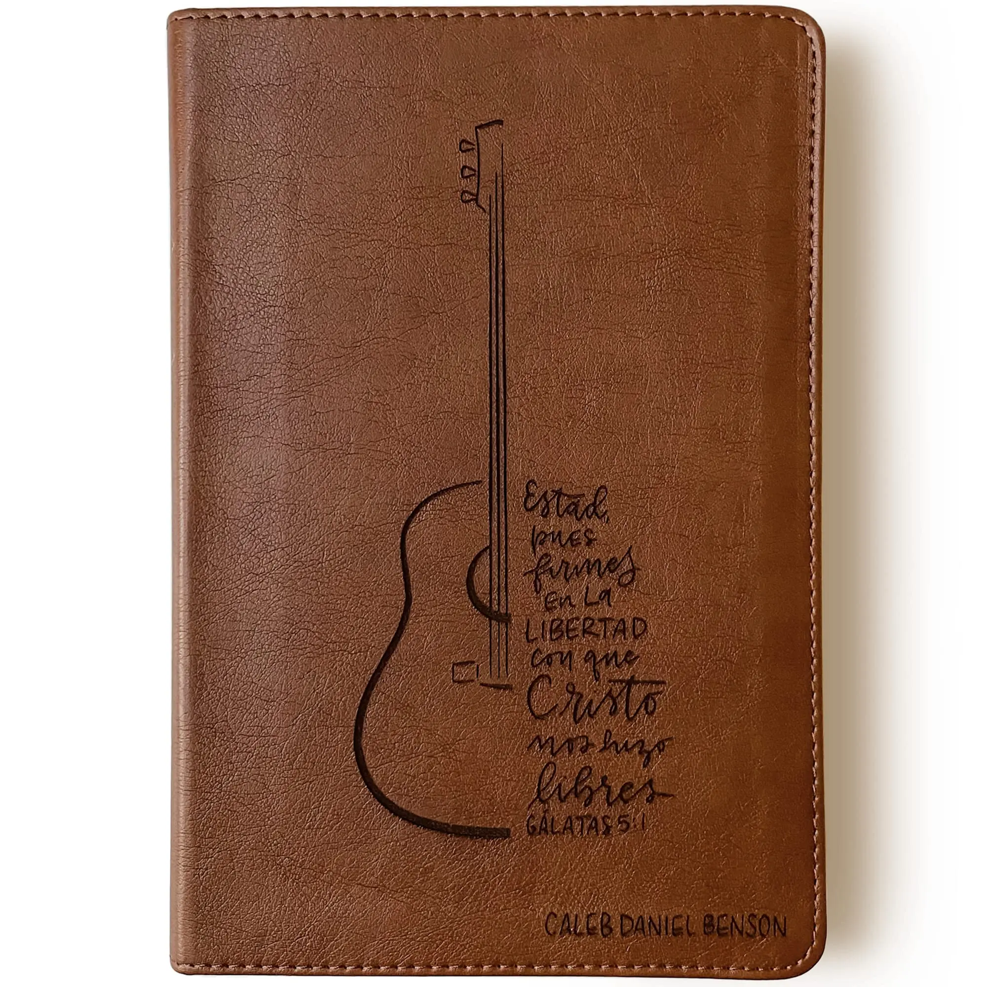 PERSONALIZED ESV/RVR (English/Spanish) Bible - Guitar with Galatas 5:1 - Hand Lettered and Engraved PERSONALIZED ESV/RVR (English/Spanish) Bible - Guitar with Galatas 5:1 - Hand Lettered and Engraved