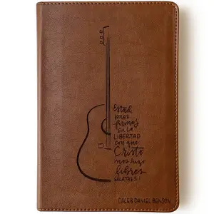 PERSONALIZED ESV/RVR (English/Spanish) Bible - Guitar with Galatas 5:1 - Hand Lettered and Engraved