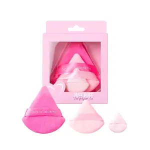 Beauty Creations Velvet Triangle Puff Puff Trio Set Sponges - Reusable, Easy to Clean, 10g, Multi-Pack, Pink Makeup Powder Puff