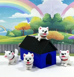 4pcs 3D Printed Baby Husky Chibi Edition, Cute Articulated Fidget Baby Husky Dog, Poseable Animal Toy, Custom Pet Gift for Dog Lovers