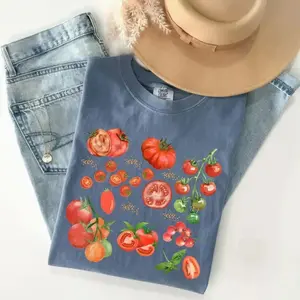 Comfort Colors Tomato T-Shirt, Vintage Garden Fruit Print, Cottagecore Clothing Summer Wear Gift, , Garden T Shirt, Casual Graphic Shirt