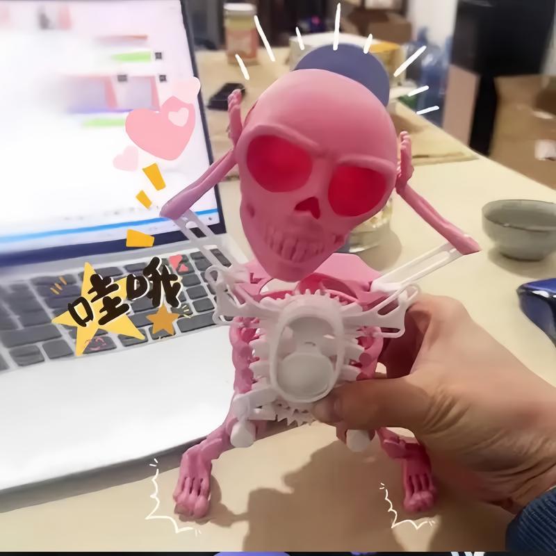 Wind-Up Dancing 3D Skeleton Toy | Poseable Plastic Doll with Movable Limbs | Battery-Free Fidget Toy for Stress Relief