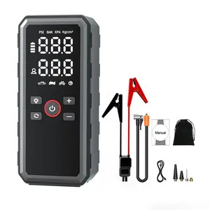 Portable Car Jump Starter High Pressure Cordless Air Compressor Wireless USB C Rechargeable 6000mAh Power Bank LED Light 3 Lighting Modes Compact Quick Inflation Tool for Cars Motorcycles Bikes Home Emergency