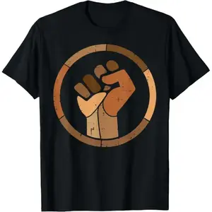 100% Cotton Unisex Solidarity Graphic T-Shirt with Multi-Race Fist Design, Everyday Wear Black T-shirt