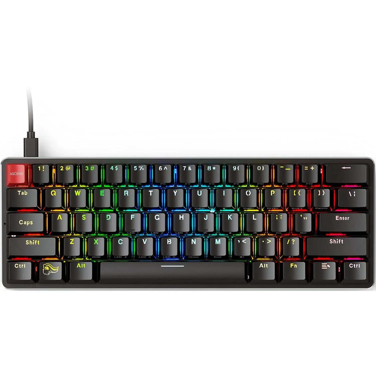 Custom Gaming Keyboard - GMMK 60% Percent Compact - USB C Wired Mechanical Keyboard - RGB Hot Swappable Switches & Keycaps - Black Metal Top Plate