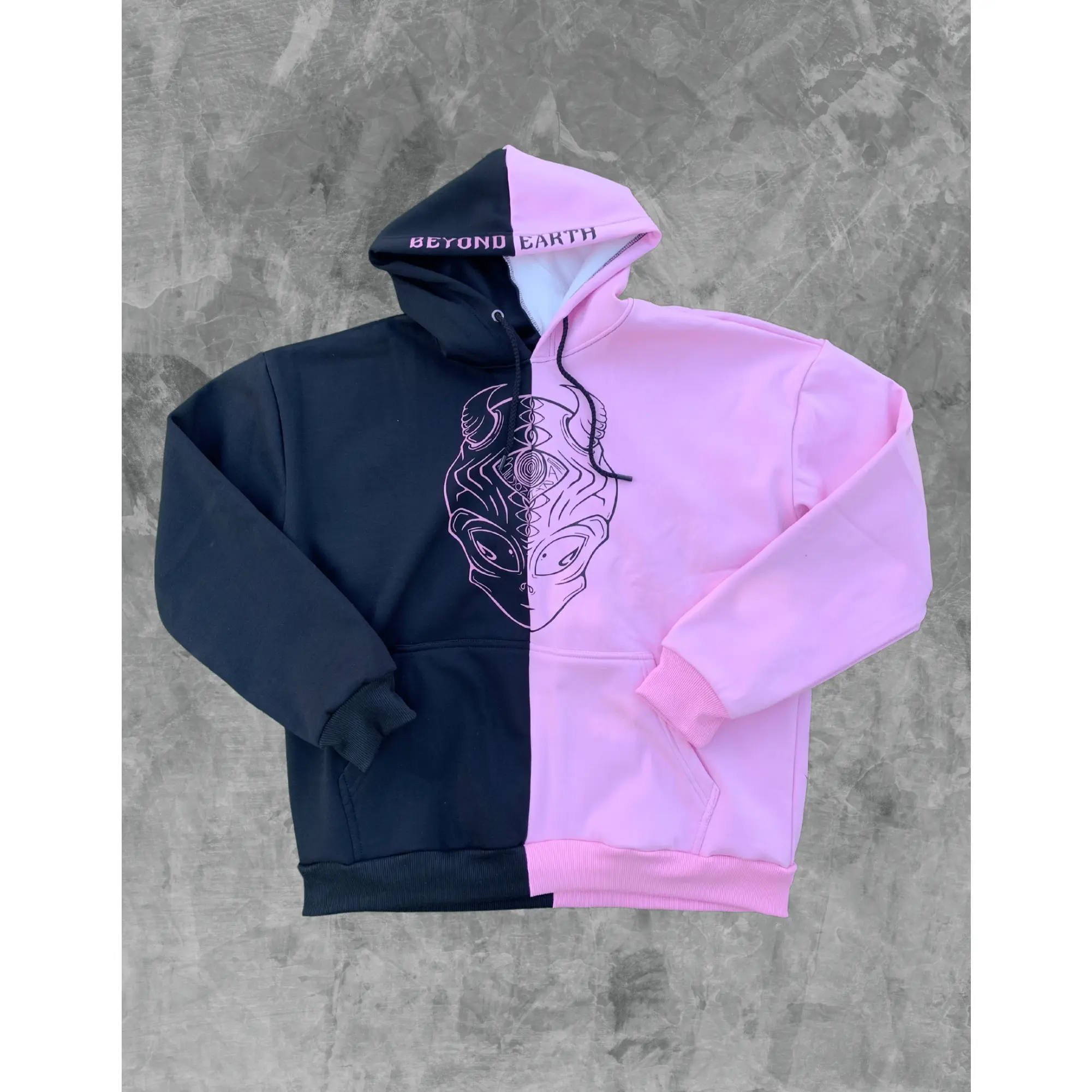 Split Color Hoodie - Pink/Black