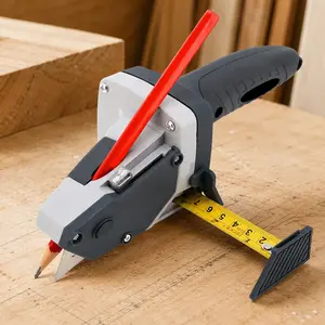 Professional Multi-Function Drywall & Wood Cutting Tool Kit: Precision Cutter, 5 Blades, Measuring Tape, Pencil - Easy & Accurate for Installation, Repair, DIY Projects, Manual Cutting Tools Set
