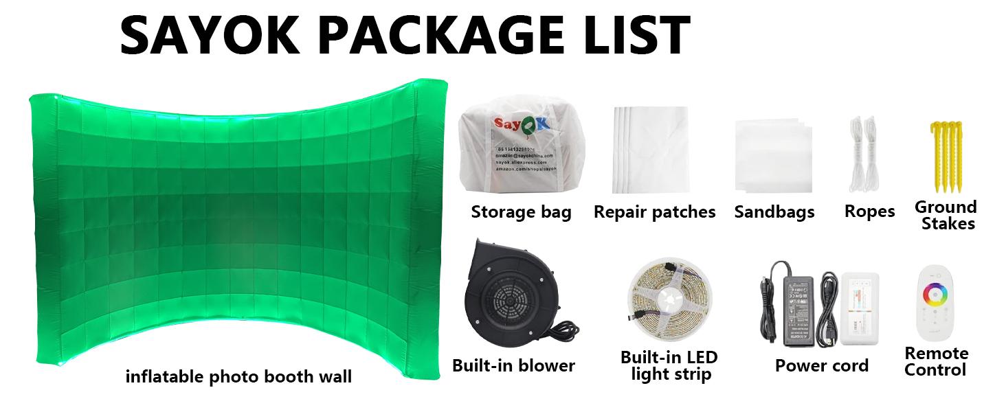 SAYOK Inflatable Photo Booth Wall (White, 119' 'x 59''x 91'') Selfie Booth Backdrop, Photo Booth Enclosure Inflatable Photo Shoot Background White Wall for Wedding Party Exhibition Event