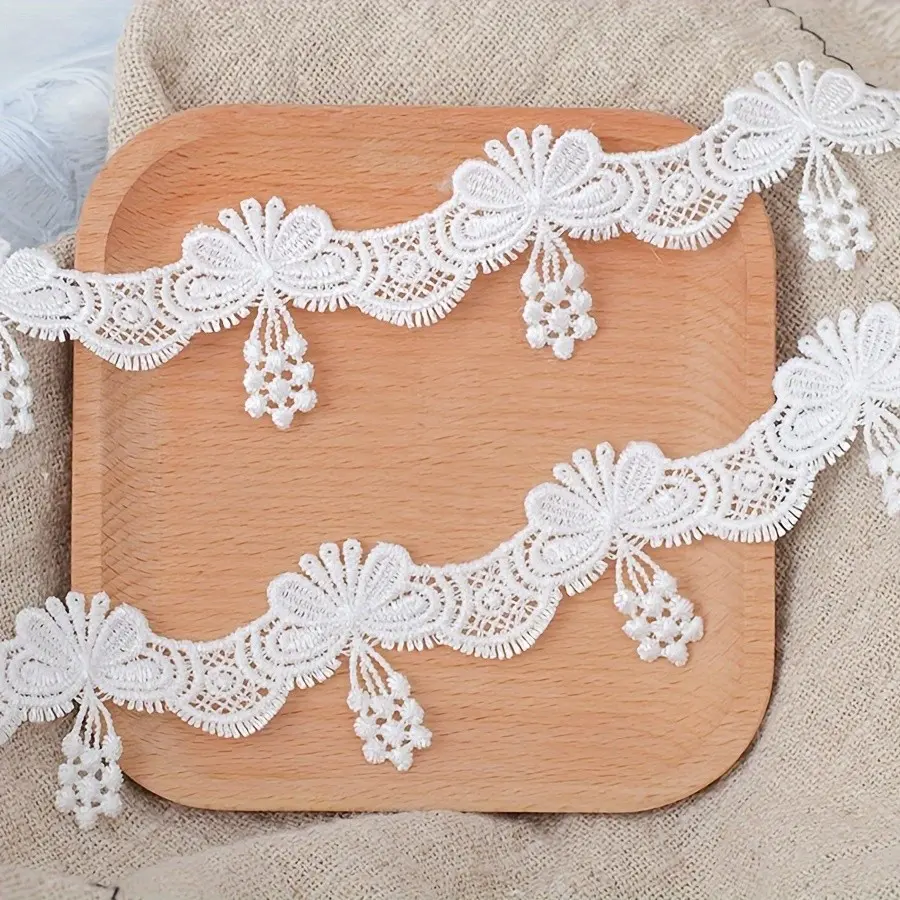 Exquisite woven butterfly lace lace, 1.97 inches wide, tassel with hanging floral design, suitable for weddings, dresses, sofa covers, curtains, collars, cuffs, home textiles and craft decorations, lace ribbons, Elegant floral lace, Lace Detail
