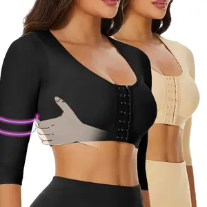 Women Post Surgery Shapewear Bra Seamless Front Closure Push Up Adjustable Hook Shaping Underwear Tops Post Surgery Arm Lipo Compression Sleeves Faja Front Closure Surgery Sleeves Tops