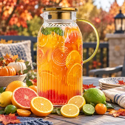 Glass Pitcher with Lid, 68 oz/ 2 Liter Vintage Water Pitcher,Glass Water Carafe for Cold Brew, Coffee, Lemonade, Iced Tea,Beverage, Heat Resistant Jug,TiktokShopBlackFriday,TikTokShopFallDealsForYou