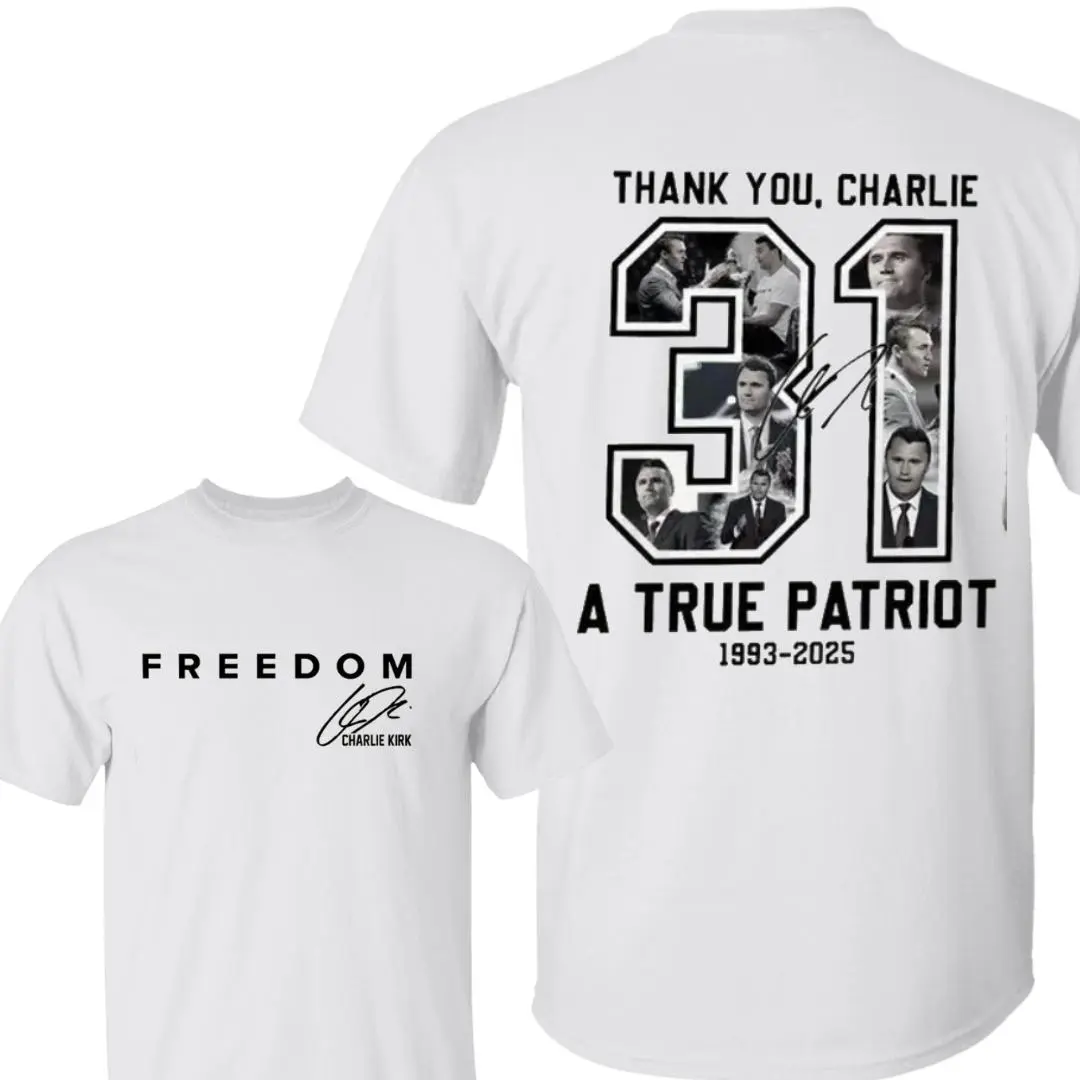 Men's Charlie Kirk Freedom Patriot Graphic Tee - USA Flag Cotton Relaxed Fit Short-Sleeve Crew Neck American Pride Outfit for Freedom Supporters, Unisex Option, Breathable, Casual, Soft, Foldable, Cuff Sleeve, Cold Wash