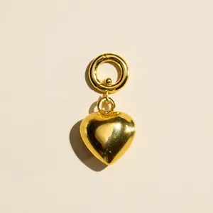 Gold Puffy Heart Charm