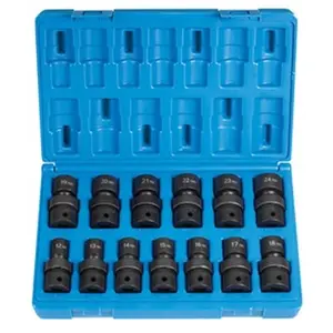 212 MAIN Grey Pneumatic GY1313UM 1/2-Inch Drive Impact Socket Set - 13-Piece Chrome-Mo Steel High Torque Metric Standard Length Universal Socket Kit for Cycling Maintenance