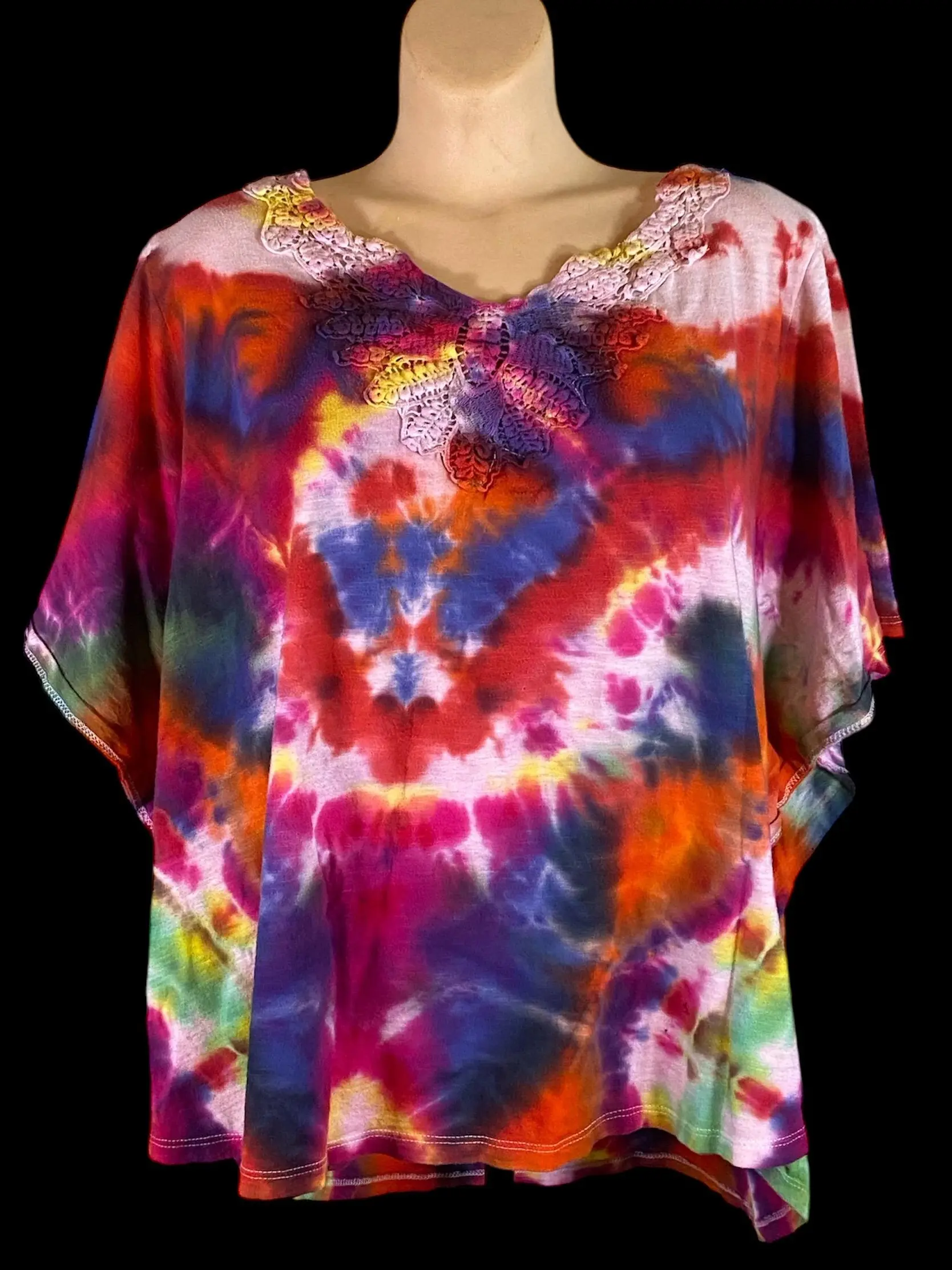 Sonoma Women’s XL Embroidered V-Neck Tie Dye Up Cycled Shirt